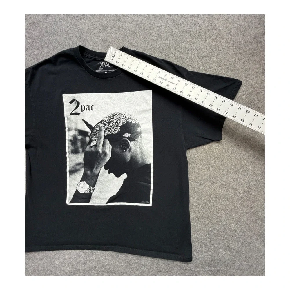 2Pac Tupac Shakur Graphic T-Shirt Black XXL Bandana Photo Print Rap Tee